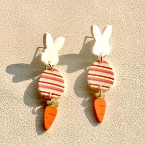 Easter Bunny Egg and Carrot Dangle Earrings